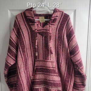 Pink Striped Baja Hoodie Sweater